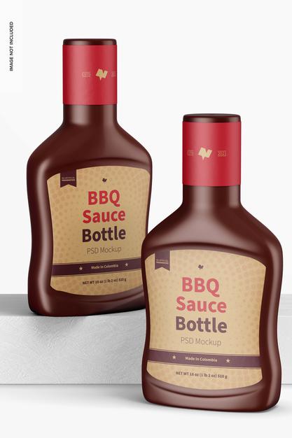 Barbecue Sauce Bottles Mockup Psd