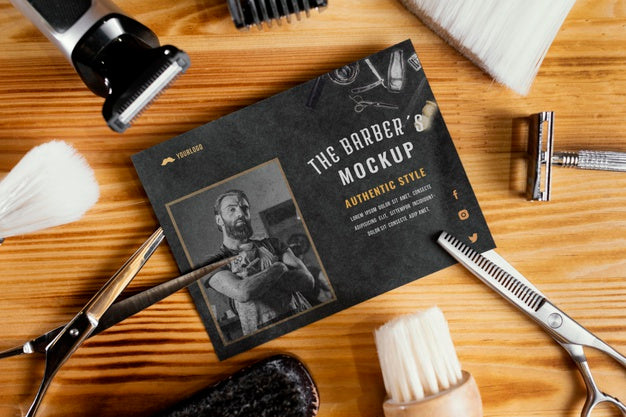 Barber Shop Mock-Up Arrangement Psd