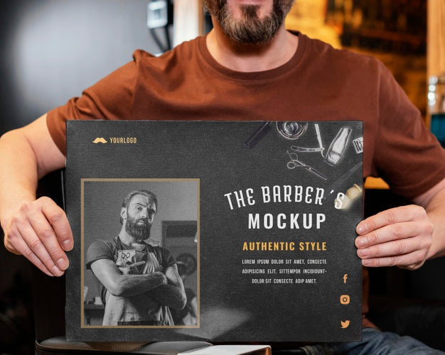 Barber Shop Mock-Up Assortment Psd