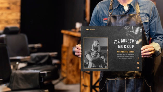 Barber Shop Mock-Up Composition Psd