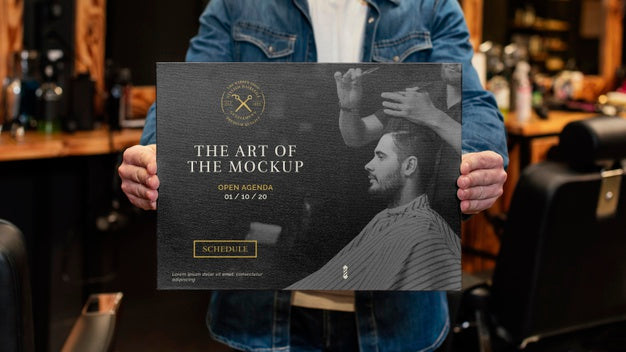 Barber Shop Mock-Up Composition Psd
