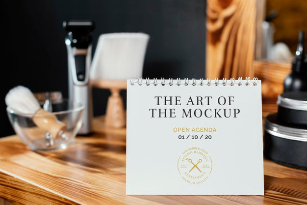 Barber Shop Stationery Mock-Up Assortment Psd