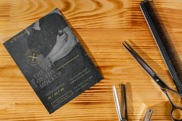 Barber Shop Stationery Mock-Up Composition Psd
