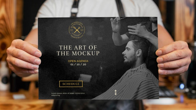 Barber Shop Stationery Mock-Up Composition Psd