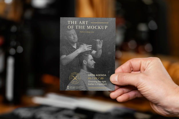 Barber Shop Stationery Mock-Up Composition Psd