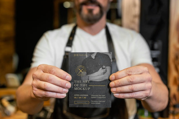 Barber Shop Stationery Mock-Up Composition Psd