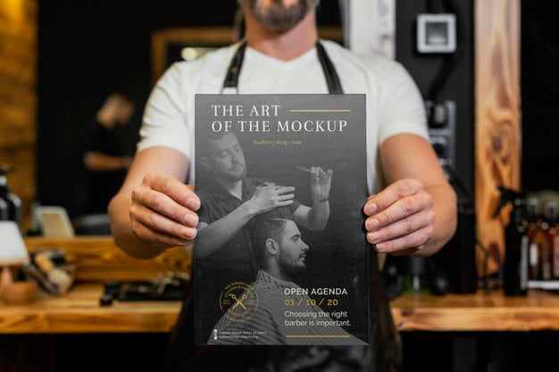 Barber Shop Stationery Mock-Up Composition Psd