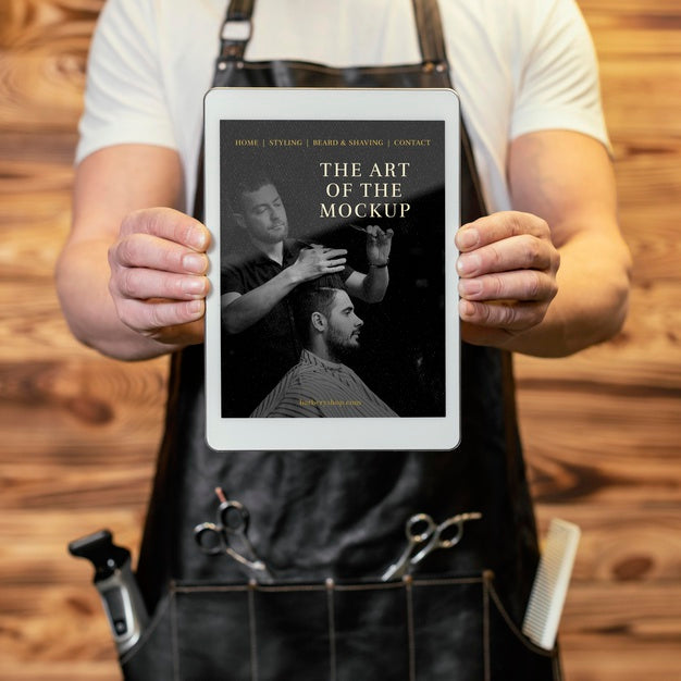 Barber Shop Tablet Mock-Up Psd