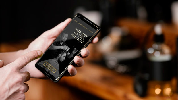 Barber Shop With Smartphone Mock-Up Psd