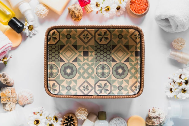 Basket Mockup With Spa Concept Psd