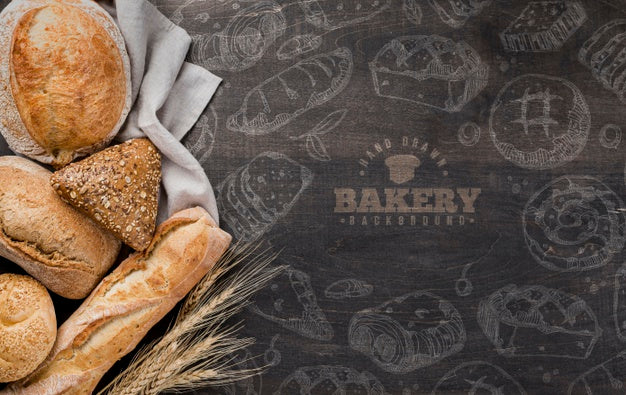 Basket With Fresh Bread Psd