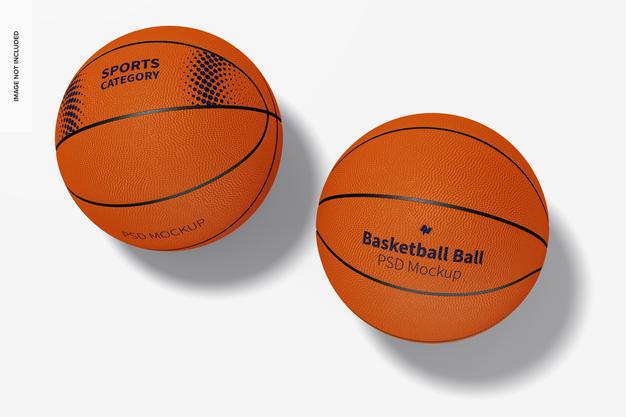 Basketball Balls Mockup, Top View Psd