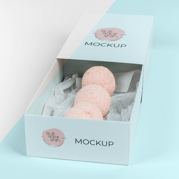 Bath Bomb And Box Mock-Up Psd