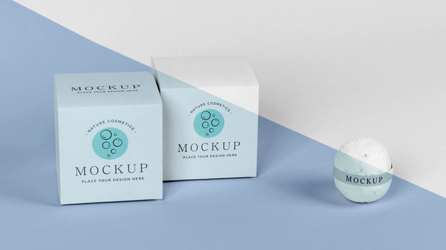 Bath Bomb And Boxes Arrangement Psd