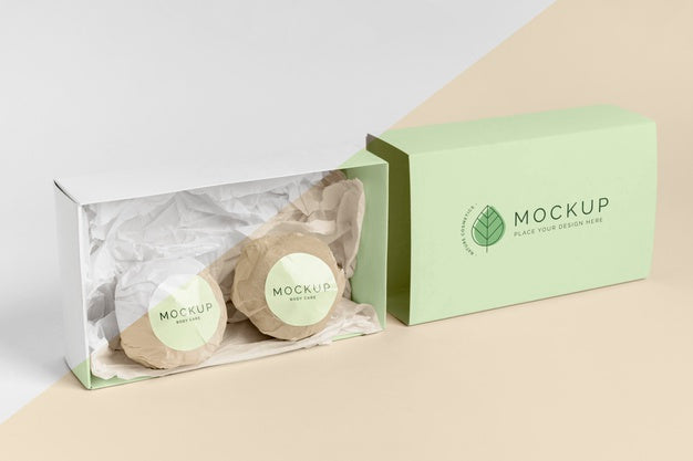 Bath Bombs And Box Arrangement Psd