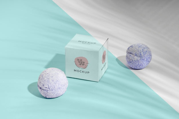Bath Bombs And Box Arrangement Psd