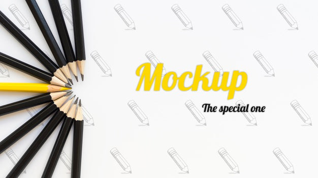 Be Different, Be Special Pencils Concept Mock-Up Psd