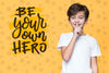 Be Your Own Hero Young Cute Boy Mock-Up Psd
