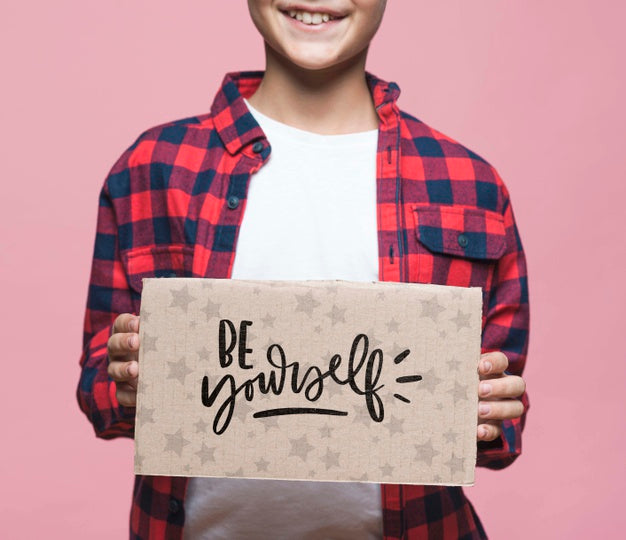 Be Yourself Young Cute Boy Mock-Up Psd