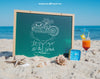 Beach Concept With Slate And Cocktail Psd