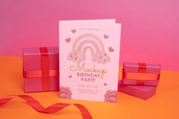 Beautiful Birthday Invitation Mockup Psd