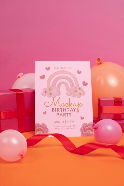 Beautiful Birthday Invitation Mockup Psd