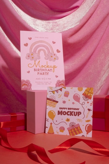 Beautiful Birthday Invitation Mockup Psd