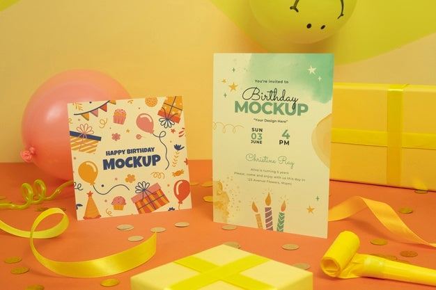 Beautiful Birthday Invitation Mockup Psd