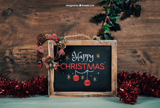 Beautiful Blackboard Mockup With Christmtas Design Psd