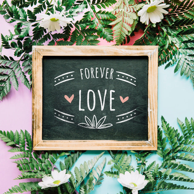 Beautiful Botanical Mockup With Slate Psd