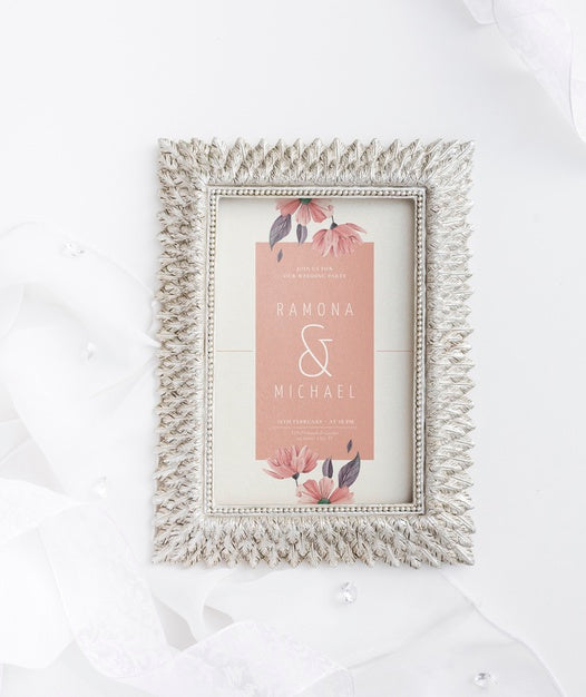 Beautiful Composition Of Wedding Elements With Frame Mock-Up Psd