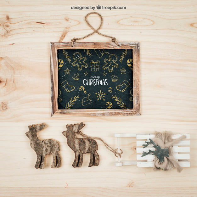 Beautiful Elements Mockup With Christmtas Design Psd