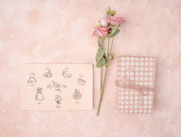 Beautiful Flowers With Wedding Invitation Psd