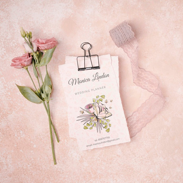 Beautiful Flowers With Wedding Invitation Psd