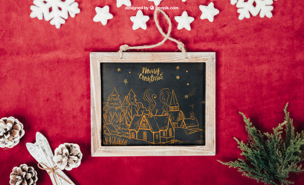 Beautiful Frame Mockup With Christmtas Design Psd