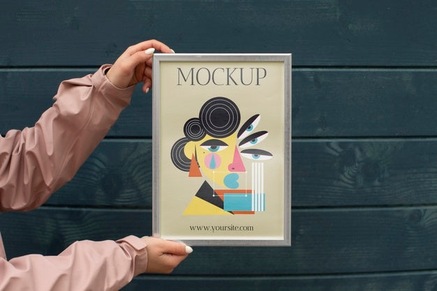Beautiful Frame Model Mockup Held By Girl Psd