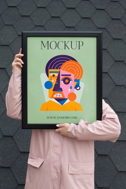 Beautiful Frame Model Mockup Held By Girl Psd