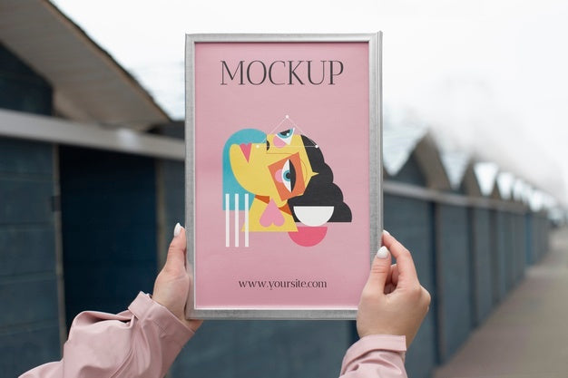 Beautiful Frame Model Mockup Held By Girl Psd