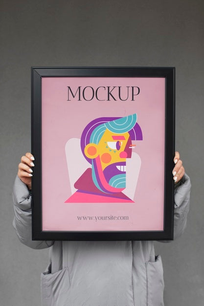Beautiful Frame Model Mockup Held By Girl Psd