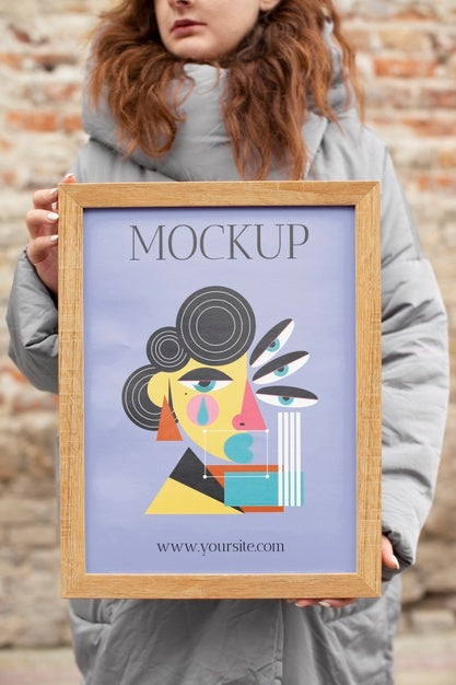 Beautiful Frame Model Mockup Held By Girl Psd