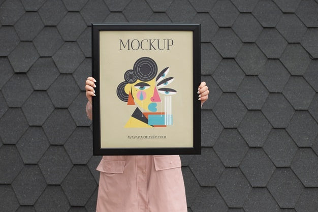 Beautiful Frame Model Mockup Held By Girl Psd