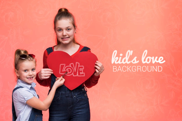 Beautiful Kid'S Love Concept Psd