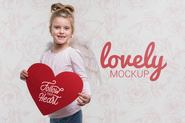 Beautiful Kid'S Love Concept Psd
