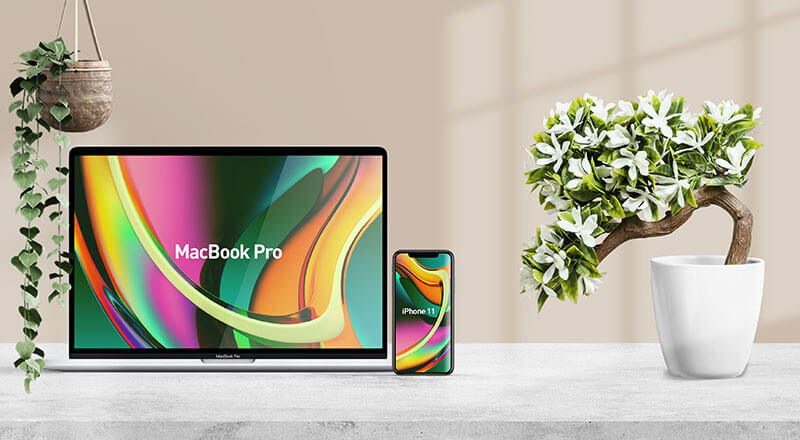 Beautiful Macbook Pro & Iphone 11 Mockup Psd