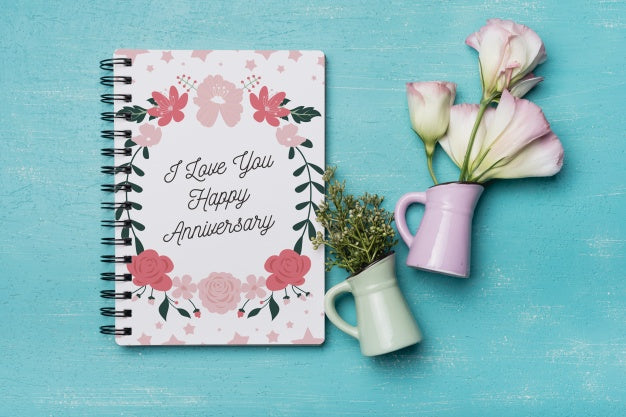 Beautiful Notebook Cover Mockup With Floral Decoration Psd