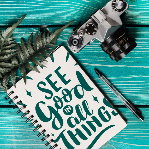 Beautiful Notebook Cover Mockup With Floral Decoration Psd