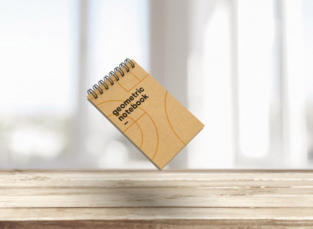 Beautiful Notebook Mockup In Geometric Style Psd