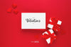 Beautiful Top View Of Empty Greeting Card Mockup For Valentines Psd