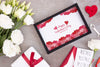 Beautiful Valentine'S Day Frame And Flowers Psd