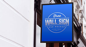 Beautiful Wall Mounted Classic Wall Sign Mockup Psd